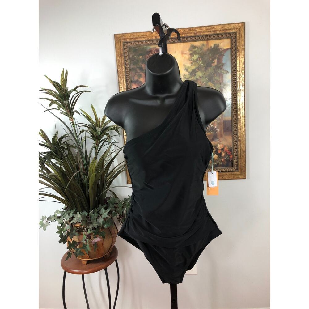 Kona Sol One-Piece Swimsuit Women's Medium Black One Shoulder Asymmetric Cruise